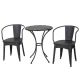 Zeus & Ruta Black 3-Piece Metal Round Outdoor Bistro Set with Table for Poolside, Patio, Garden and Deck