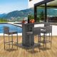 Unbranded Gray 5-Piece Wicker Outdoor Serving Bar Set, All Weather PE Rattan Patio Table with Stools for Backyard, Porch, Garden