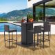 Unbranded Coffee 5-Piece Wicker Outdoor Serving Bar Set, All Weather PE Rattan Patio Table with Stools for Backyard, Porch, Garden
