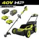 RYOBI 40-Volt HP Brushless 20 in. Cordless Electric Walk Behind Self-Propelled Mower and Trimmer - (2) Batteries/(2) Chargers