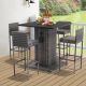 Unbranded Gray 5-Piece Wicker Outdoor Serving Bar Set, All Weather PE Rattan Patio Table with Stools for Backyard, Porch, Garden