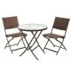 Zeus & Ruta Brown 3-Piece Wicker Outdoor Bistro Set, All Weather Patio Table Chair Set, Conversation Set for Patio and Garden