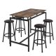 Unbranded Brown 5-Piece Wood Outdoor Dining Set with 4-Stools Cushions