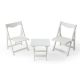 Zeus & Ruta White 3-Piece Plastic Foldable Outdoor Bistro Set with 2-Chairs and Rectangular Table for Garden, Backyard and Balcony