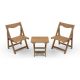 Zeus & Ruta Teak 3-Piece Plastic Foldable Outdoor Bistro Set with 2-Chairs and Rectangular Table for Garden, Backyard and Balcony