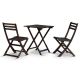 Zeus & Ruta Dark Brown 3-Piece Eucalyptus Wood Outdoor Bistro Set with Square Table for Garden, Backyard, Balcony and Poolside