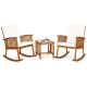 Costway Natural 3-Piece Wood Square 19 in. Outdoor Bistro Set with Coffee Table and Lawn Cushions