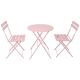 Zeus & Ruta Pink 3-Piece Metal Outdoor Bistro Set Patio Dining Set with Round Table for Garden, Backyard, Balcony and Poolside