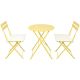 Zeus & Ruta Yellow 3-Piece Metal Outdoor Bistro Set Patio Dining Set with Round Table for Garden, Backyard, Balcony and Poolside