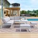Xzkai 6-Piece Metal Patio Conversation Set with Gray Cushions