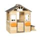 Sudzendf Wooden Kids Indoor, Outdoor Wood Playhouse with Working Door, Windows, Bench, Service Station, Flowers Pot Holder