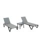 OLUMAT 3-Piece Aluminum Outdoor Serving Bar Set with Metal Side Table, Gray