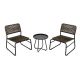 Unbranded 3-Piece PE Rattan Steel Frame Outdoor Bistro Set 2 Chairs, Modern Round Table, Brown