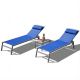 OLUMAT 3-Piece Aluminum Outdoor Serving Bar Set with Headrest and Metal Side Table, Blue