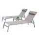 OLUMAT 3-Piece Aluminum Outdoor Serving Bar Set with Headrest and Metal Side Table, Khaki