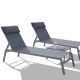 OLUMAT 3-Piece Aluminum Outdoor Serving Bar Set with Headrest and Metal Side Table, Gray
