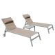OLUMAT 3-Piece Aluminum Outdoor Serving Bar Set with Headrest, Wheels and Metal Side Table, Khaki