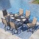 PHI VILLA Black 7-Piece Metal Square Outdoor Bistro Patio Bar Set with Slat Bar Table and Swivel Bistro Chairs