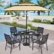 PHI VILLA 6-Piece Metal Patio Outdoor Dining Sets with 10ft Beige Umbrella without Base