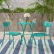 Zeus & Ruta Teal 3-Piece Metal Outdoor Bistro Set Patio Dining Set with Round Table for Garden, Backyard, Balcony and Poolside