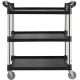 SKYSHALO Utility Service Cart 3-Shelf Heavy-Duty 154 lbs. Food Service Cart 33 in. x 16 in. x 37 in. with Lockable Wheels Black FWT83X40X95CM1LXQV0-0619
