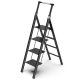maocao hoom 5.5 ft. Reach 4-Steps Aluminium Stool Ladders, 300 lbs. Retractable Handgrip Folding Step Stool w/Anti-Slip Wide Pedal HSH-P154862