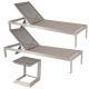 OLUMAT 2-Piece Aluminum Outdoor Serving Bar Set in Gray Includ 1 Aluminium Table