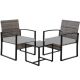 Unbranded 3-Piece Gray Wicker Outdoor Bistro Set with Gray Cushion