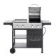Unbranded Portable 2-Plus 2-Burner Propane Gas Grill in Black and Silver and Pizza OvenCombo with Thermometer and Condiment Shelf
