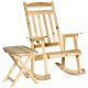 Unbranded 2-Pieces Natural Wood Outdoor Patio Bistro Set with Armrests and High Back Rocking Chair and Portable Side Table