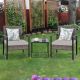 Unbranded 3-Piece Set Of Wicker Patio Outdoor Bistro Set with Gray Cushions and Gray Frame