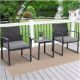Zeus & Ruta 3-Piece Black Wicker Outdoor Bistro Set with Gray Cushions