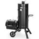 PHI VILLA Vertical Charcoal Smoker Grill in Black with Extra Side Grill