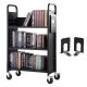 VEVOR Book Cart 330 lbs. Library Cart 31 x 15 x 49 in. Single Sided L-Shaped Book Shelf with 4 in. Lockable Wheels in Black LXTSGTCHS330Y7BMJV0-521