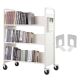 VEVOR Book Cart 330 lbs. Library Cart 39 x 20 x 49 in. Double Sided W-Shape Sloped Shelves with 4 in. Lockable Wheels in White WXTSGTCBS330TTFPPV0-521