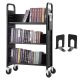 VEVOR Book Cart 330 lbs. Library Cart 31 x 15 x 49 in. Single Sided V-Shape Sloped Shelves with 4 in. Lockable Wheels in Black VXTSGTCHS330WDUI5V0-521