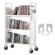 VEVOR Book Cart 330 lbs. Library Cart 31 x 15 x 49 in. Single Sided V-Shape Sloped Shelves with 4 in. Lockable Wheels in White VXTSGTCBS33048T75V0-521