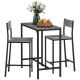 Unbranded Gray 3-Piece Wood Outdoor Dining Set, Counter Height Kitchen Table with Bar Stools Set for 2 for Small Space,Living Room