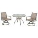 Zeus & Ruta 3-Piece Brown Cast Aluminum Iron Patio Outdoor Bistro Set with Tan PVC Sling Swivel Rocker Chairs, Round Cast-Top