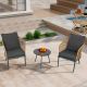 Sungrd Outdoor Gray 3-Piece Wicker Table and Chairs Outdoor Bistro Set with Cushions