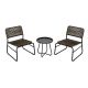 Zeus & Ruta 3-Piece Black PE Rattan Wicker Steel Patio Outdoor Bistro Set with Brown Seat and Round Table
