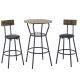 Unbranded 3-Piece Metal Outdoor Bistro Set with Black Cushions, Wood Top Round Table and Stool Set with Shelf, Rustic Brown