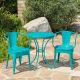 Unbranded 3-Piece Metal Indoor and Outdoor Bistro Set in Teal