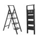 maocao hoom Black Iron, Foldable Non-Slip 4-Step ladder 4.2 ft. Reach, Load-Bearing 330 lbs., Suitable For Home Office Step Ladder CXY-CT-F4-T4B