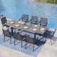 PHI VILLA 9-Piece Metal Outdoor Dining Set with Extensible Rectangular Table and Stackable Chairs
