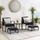 Freestyle OC Orange Casual 5 Piece Wicker Black Outdoor Bistro Set with Ottomans, Black Cushions