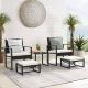 Freestyle OC Orange Casual 5 Piece Wicker Black Outdoor Bistro Set with Ottomans, White Cushions