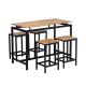 Zeus & Ruta 5-Pieces Brown Metal Outdoor Dining Set Modern Industrial Design Bar Table Set for Dining Room Indoor