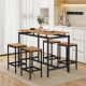 Unbranded 5 Pieces Brown Metal Bar Table Set with Table and Stools Outdoor Dining Set for Dining Room