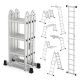 Angel Sar 12.5 ft. Reach 330 lb. Aluminium 7-in-1 Folding Ladder, Heavy Duty Combination Multi-Position Ladder EV88EA81